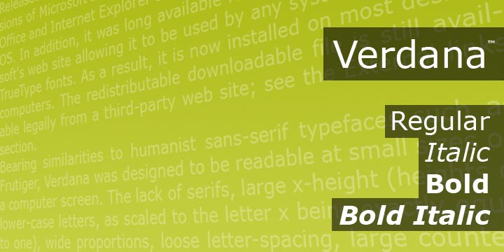 verdana font family free download